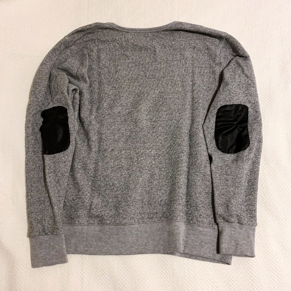 Artistix Jeans Grey Knit Sweater With Faux Leather - Picture 7 of 8